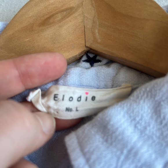 Elodie Powder Blue Embroidered Detail Button-Up Crepe Blouse - Picture 4 of 4